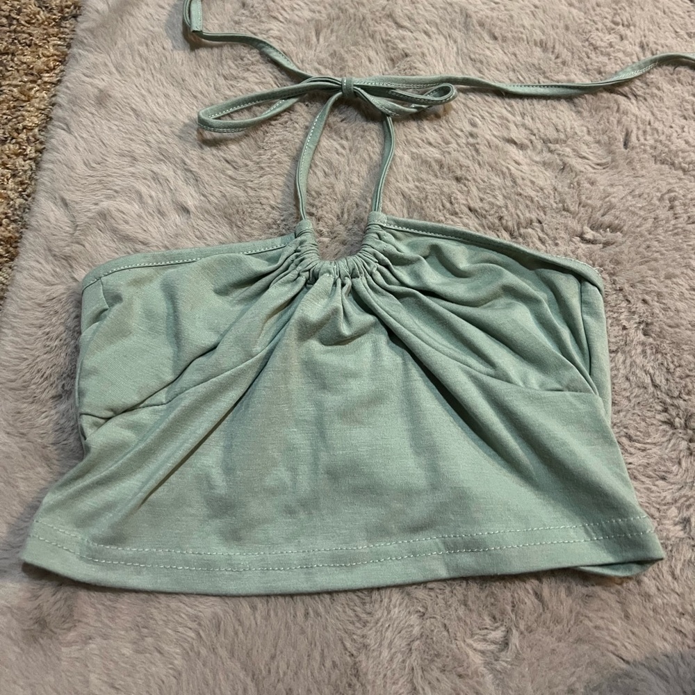 small sage green halter top